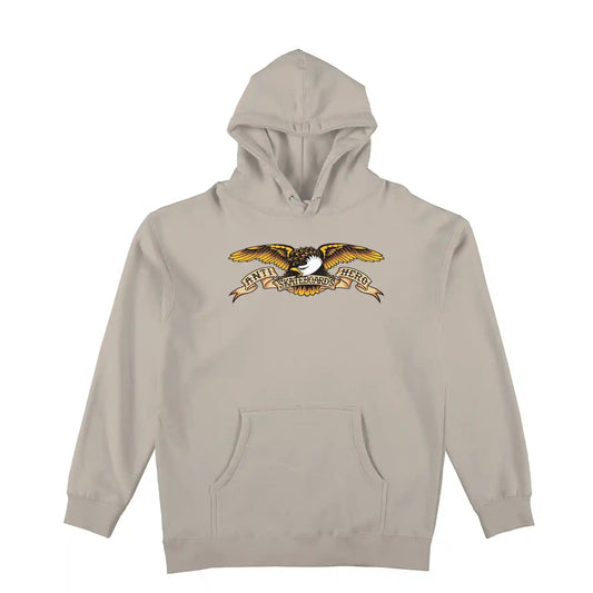 Anti Hero Eagle Pullover Hooded Sweatshirt, bone w/ black multi color print - Tiki Room Skateboards - 1