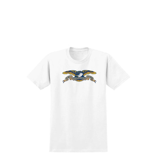 Anti Hero Eagle S/S T-Shirt, white w/ blue multi color print - Tiki Room Skateboards - 1