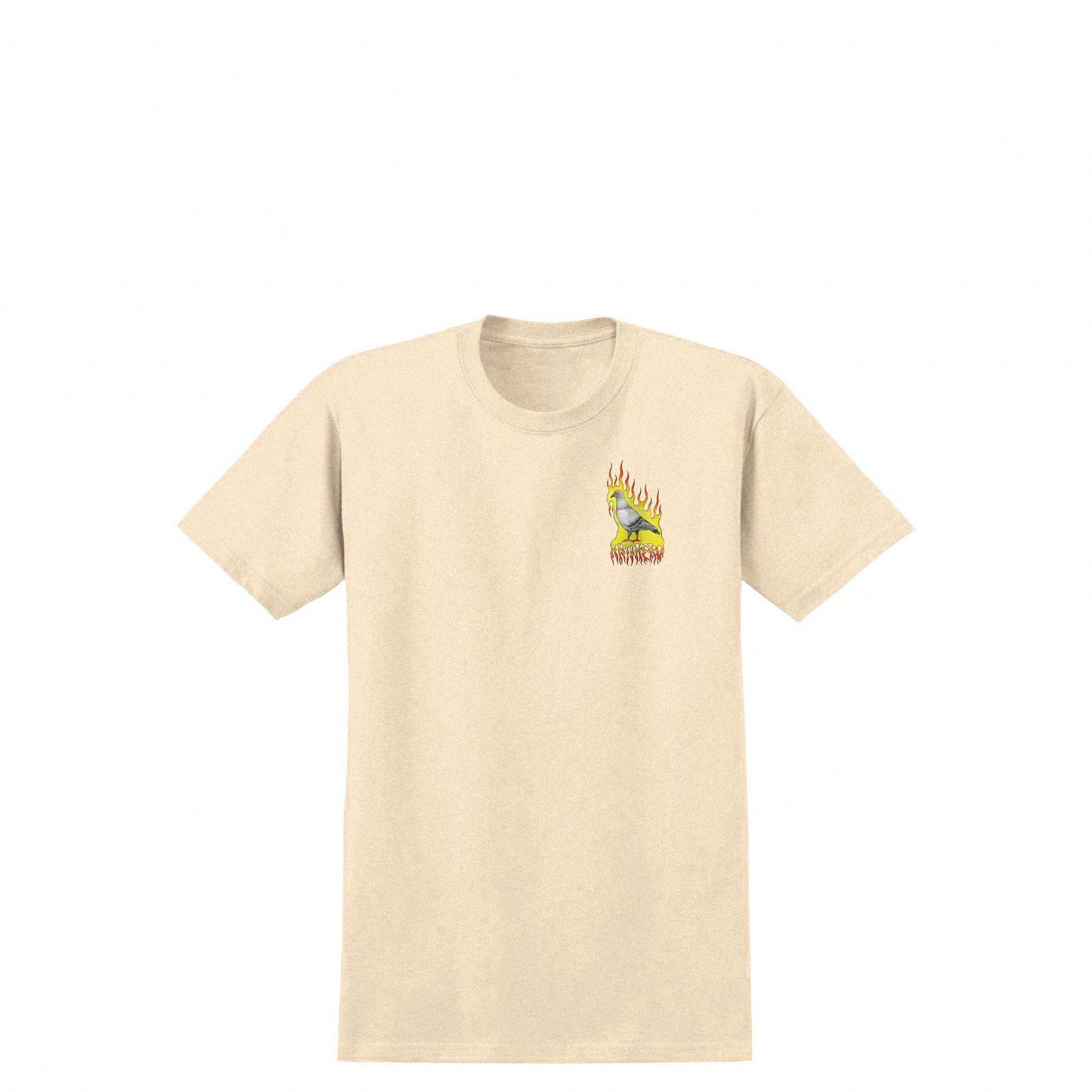 Anti Hero Flame Pigeon T-Shirt, natural w/ multi color prints - Tiki Room Skateboards - 2