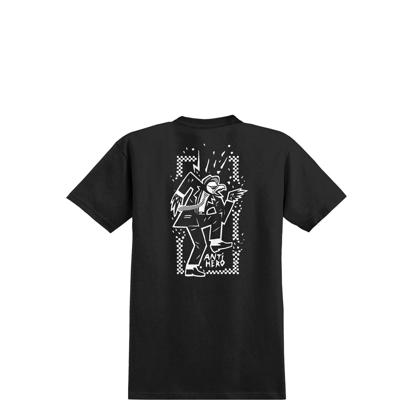 Anti Hero Rude Bwoy T-Shirt, black w white prints - Tiki Room Skateboards - 1