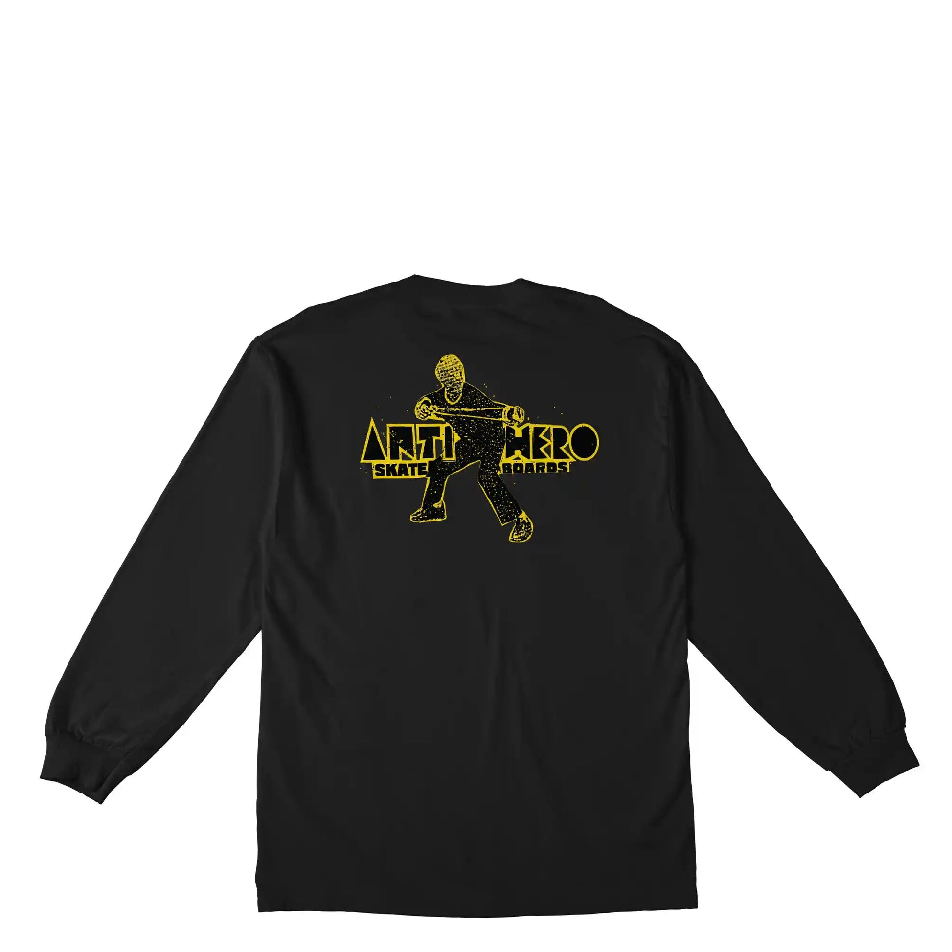 Anti Hero Slingshot Long Sleeve Pocket T-Shirt, black w/ yellow prints - Tiki Room Skateboards - 1