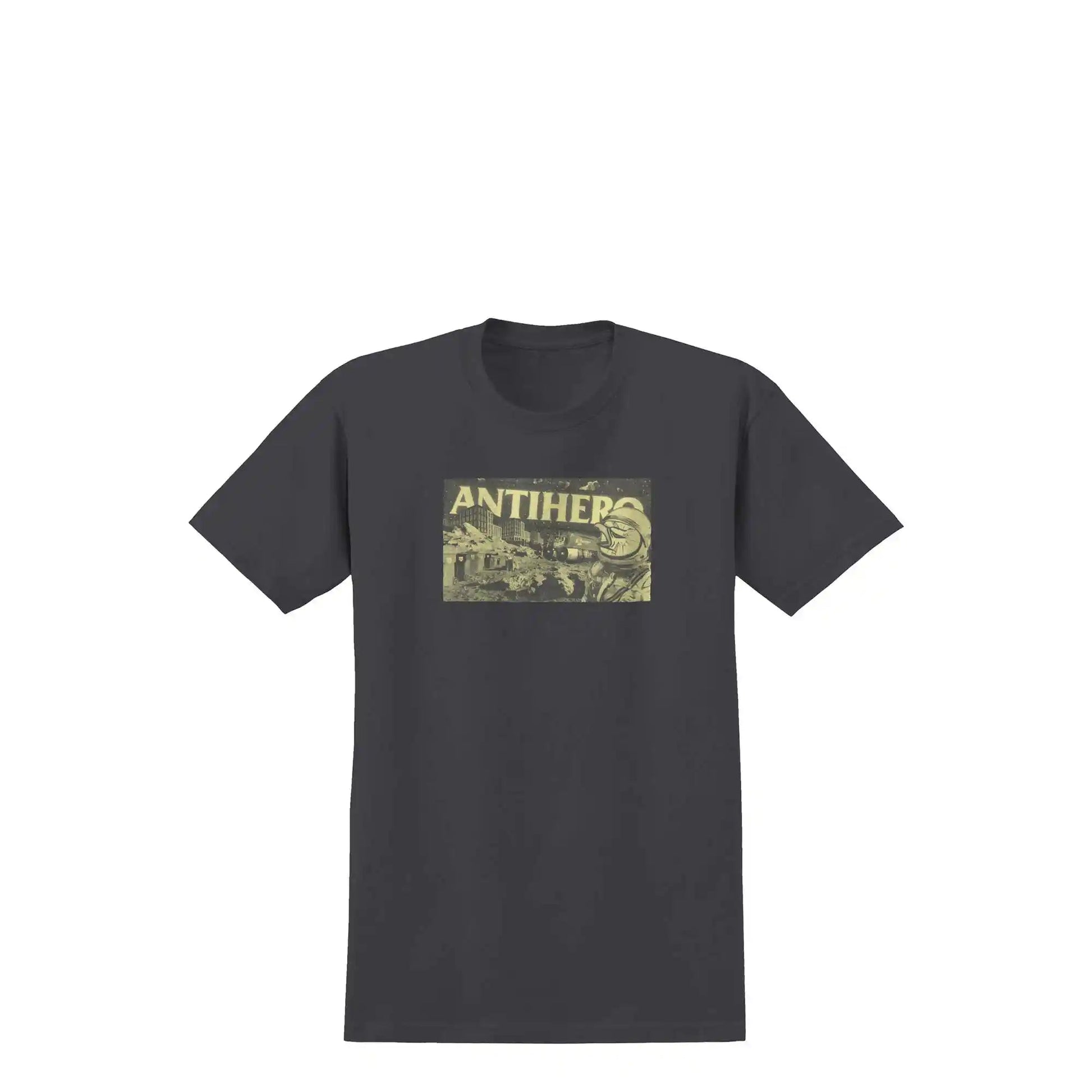 Anti Hero Space Condo T-Shirt, coal w/ pale yellow print - Tiki Room Skateboards - 1