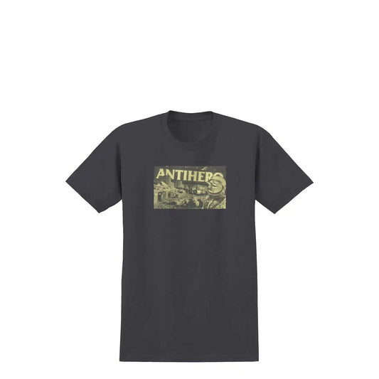 Anti Hero Space Condo T-Shirt, coal w/ pale yellow print - Tiki Room Skateboards - 1