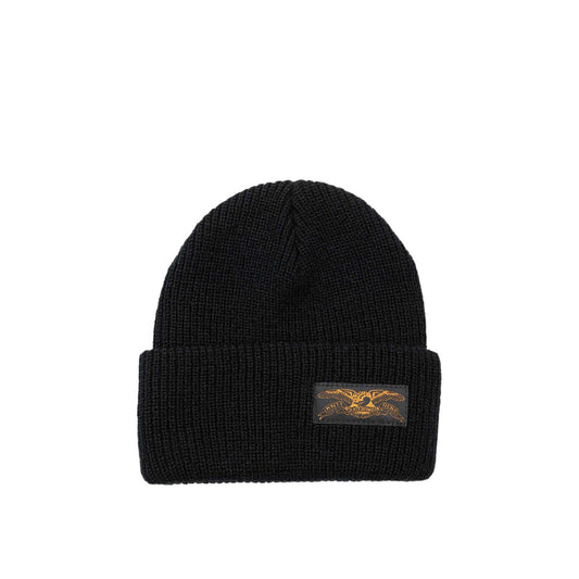 Anti Hero Stock Eagle Label Cuff Beanie, black/black/british khaki - Tiki Room Skateboards