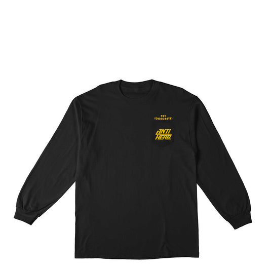 Anti Hero Try Concrete L/S Pocket T-Shirt, black w/ yellow prints - Tiki Room Skateboards - 1