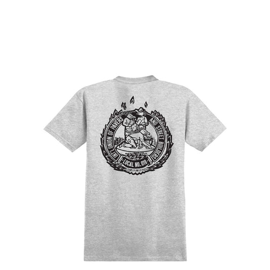 Anti Hero Union18 Eagle Pocket T-Shirt, athletic heather w black prints - Tiki Room Skateboards - 1