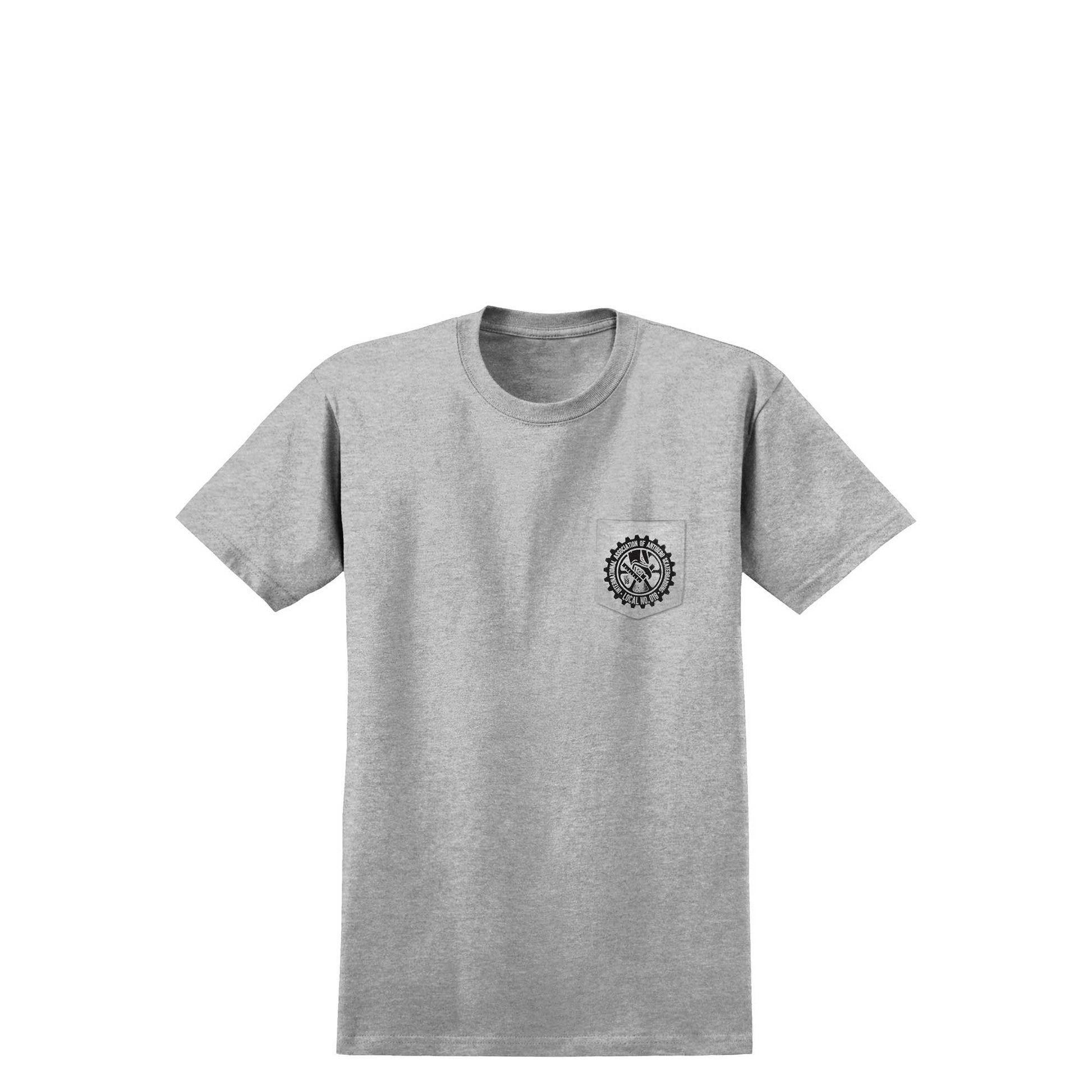 Anti Hero Union18 Eagle Pocket T-Shirt, athletic heather w black prints - Tiki Room Skateboards - 2