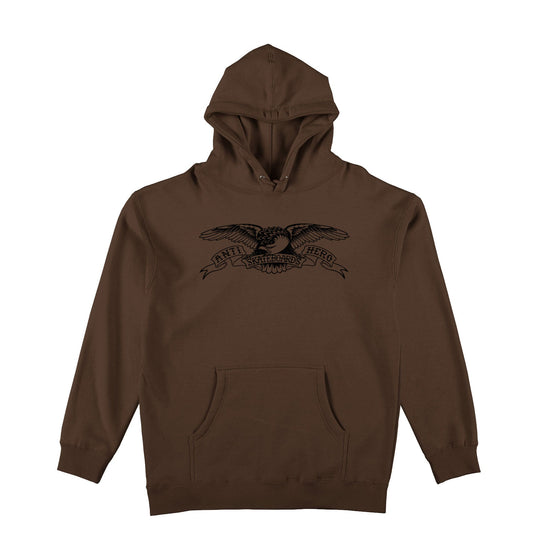 Antihero Basic Eagle Pullover Hooded Sweatshirt, brown w/ black print - Tiki Room Skateboards - 1