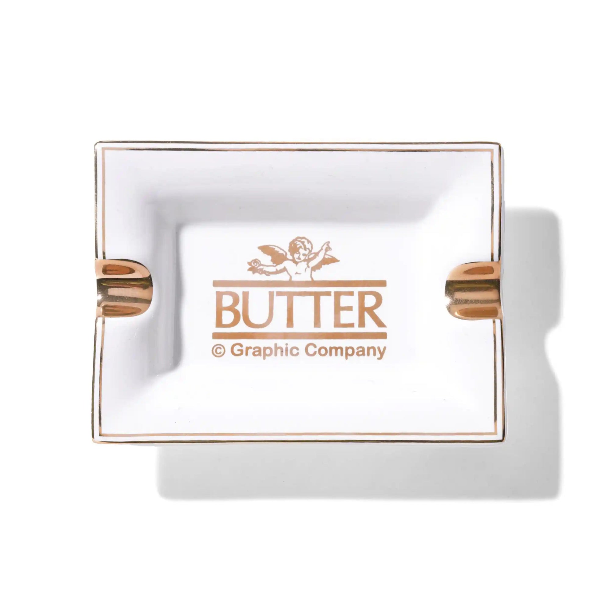 Butter Goods Cherub Ceramic Ash Tray, white / gold - Tiki Room Skateboards - 1