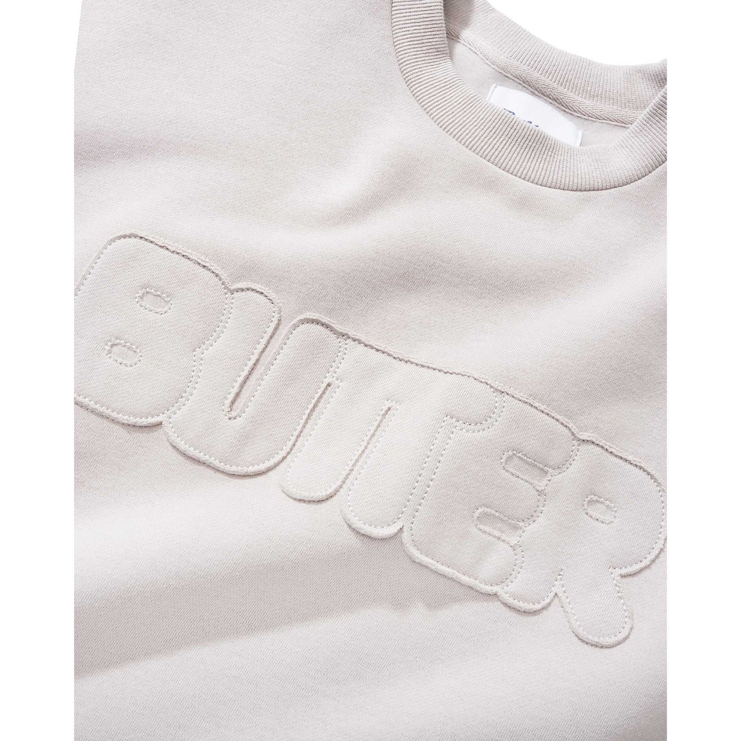 Butter Goods Fabric Applique Crewneck Sweatshirt, cement - Tiki Room Skateboards - 2
