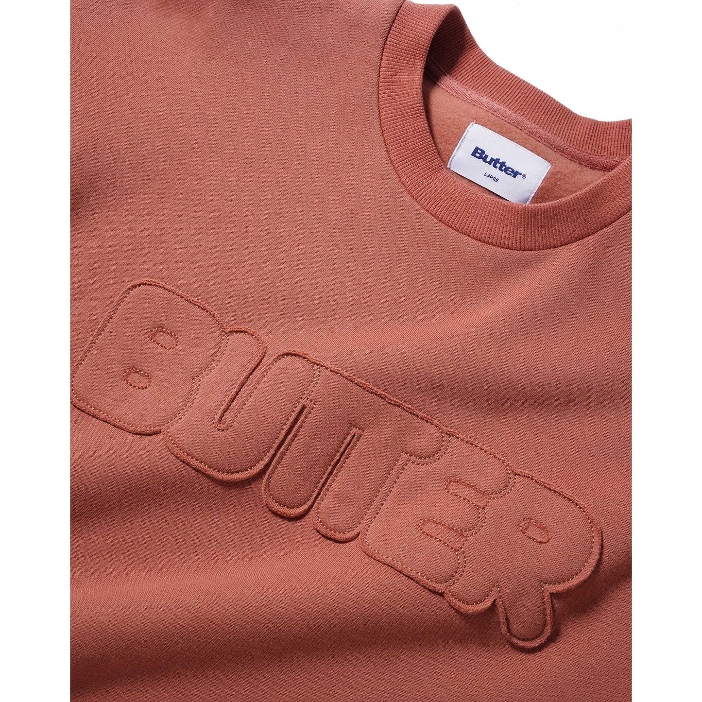 Butter Goods Fabric Applique Crewneck Sweatshirt, oak - Tiki Room Skateboards - 2