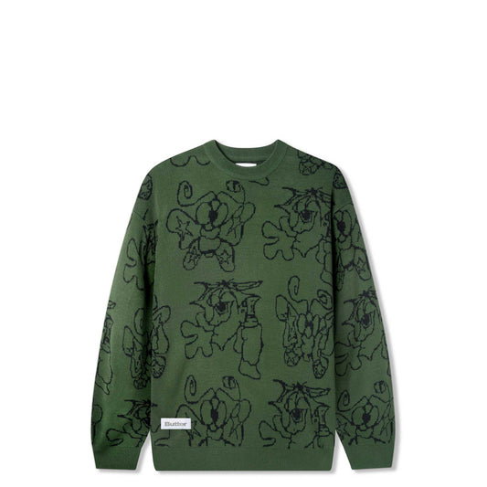 Butter Goods Spray Knit Sweater, forest - Tiki Room Skateboards - 1