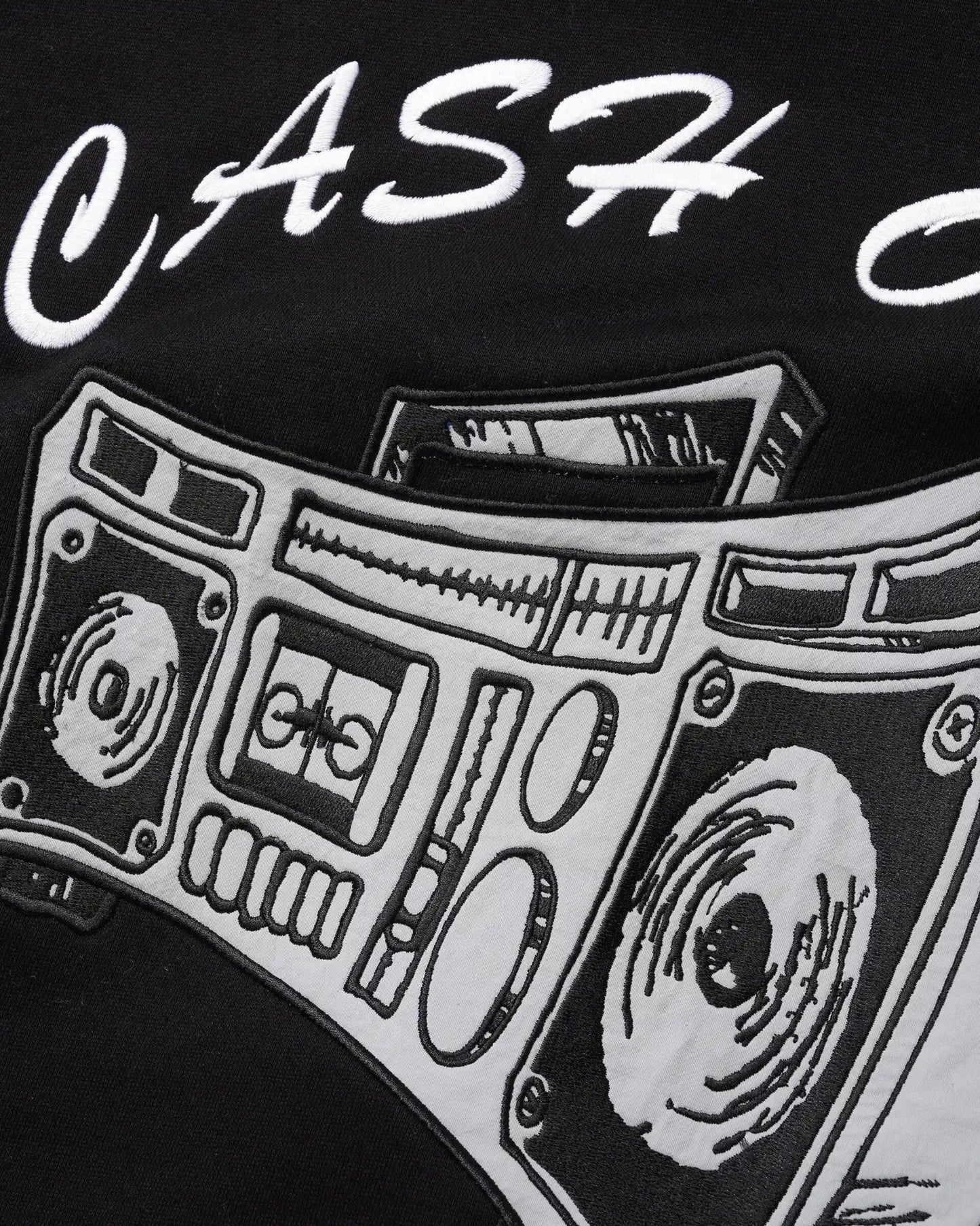 Cash Only Boombox Nylon Applique Crewneck Sweatshirt, black - Tiki Room Skateboards - 3