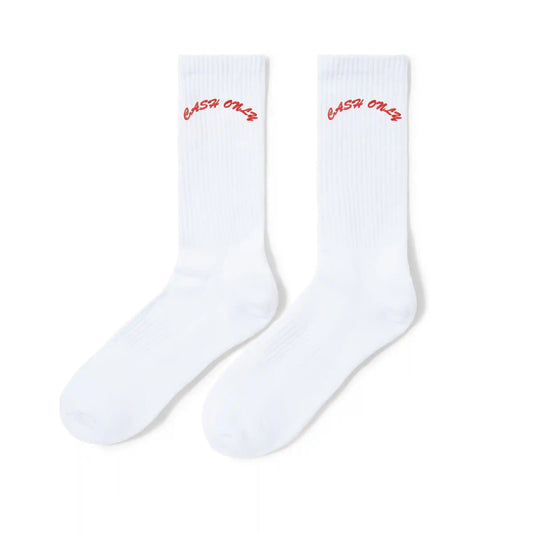 Cash Only Logo Crew Socks, white - Tiki Room Skateboards - 1