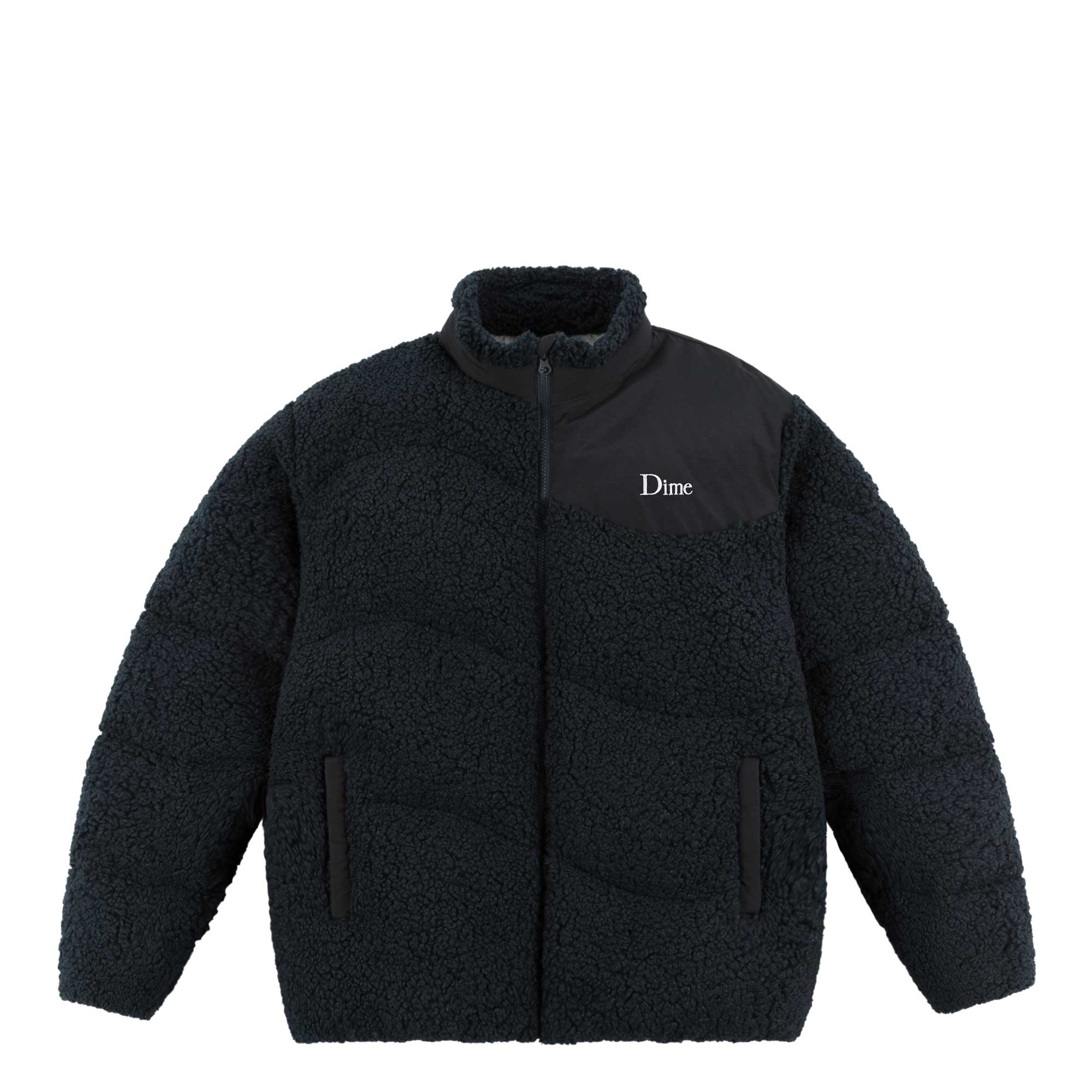 Dime Sherpa Puffer Jacket, navy - Tiki Room Skateboards