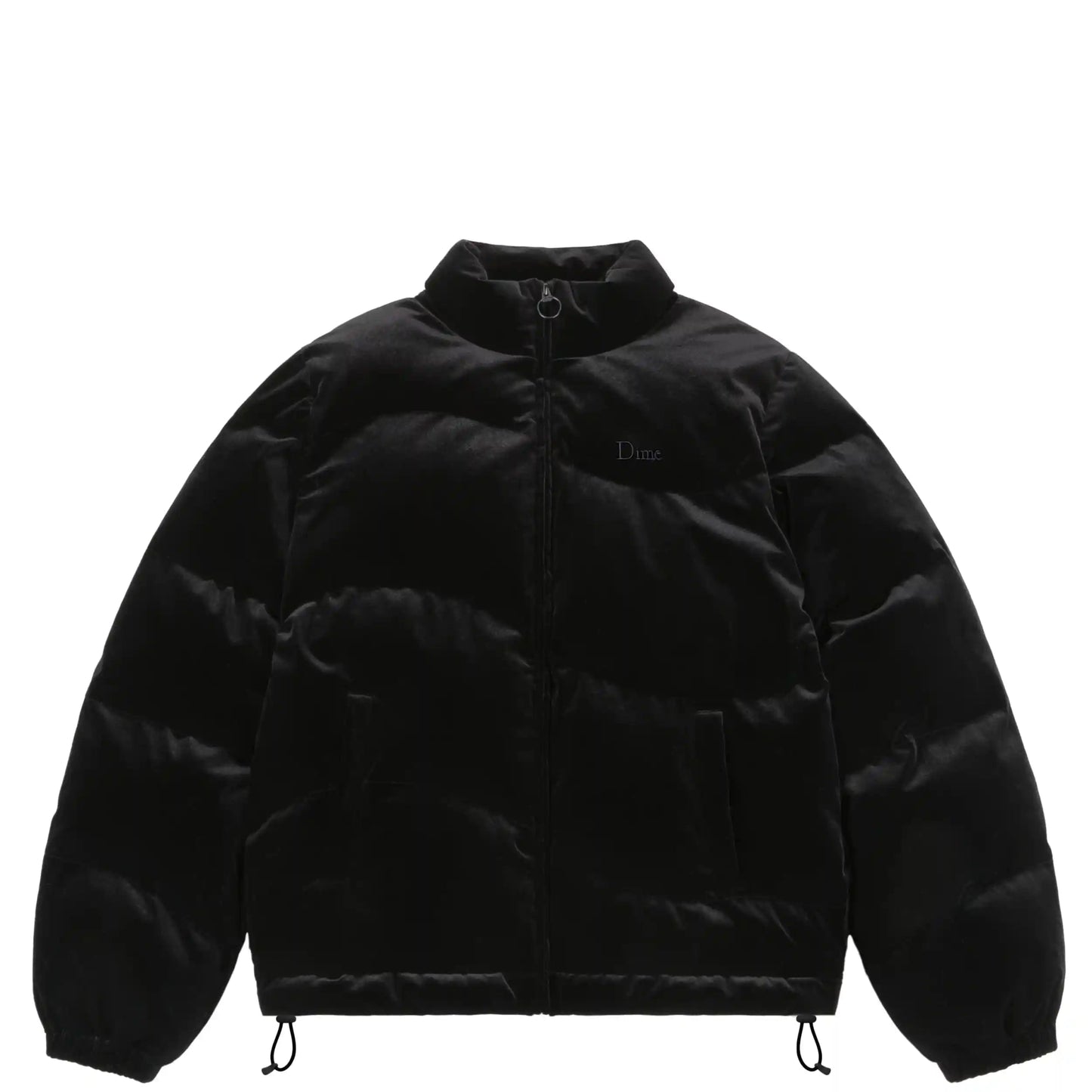 Dime Velvet Quilted Puffer, black - Tiki Room Skateboards - 1