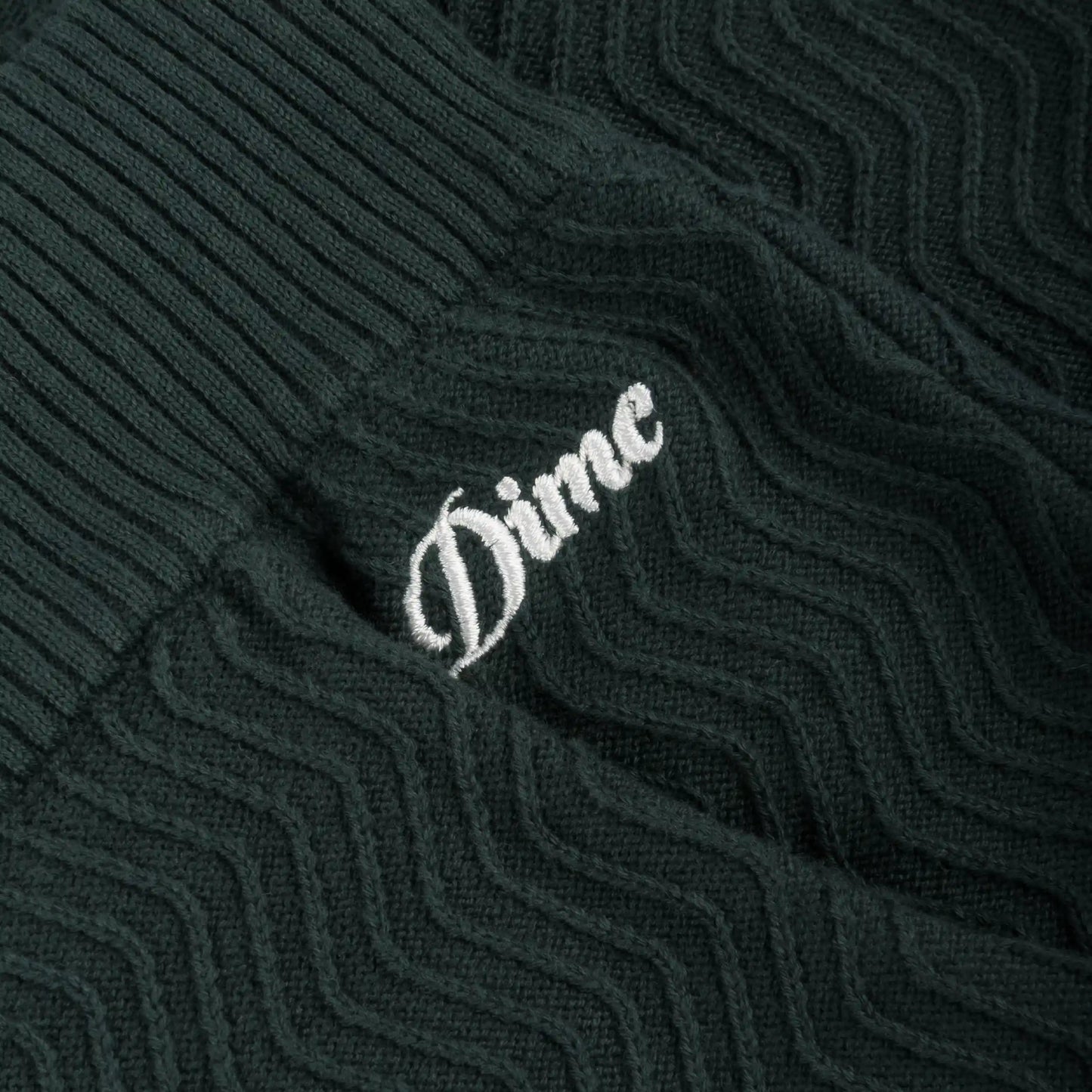 Dime Wave Cable Knit Polo, forest - Tiki Room Skateboards - 4
