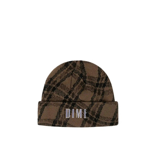 Dime Wavy Plaid Cuff Beanie, wood - Tiki Room Skateboards - 1