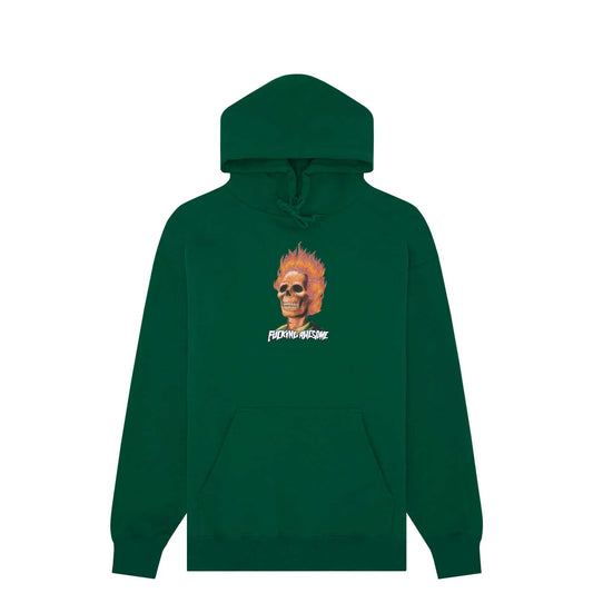 Fucking Awesome Flame Skull Hoodie, dark green - Tiki Room Skateboards - 1