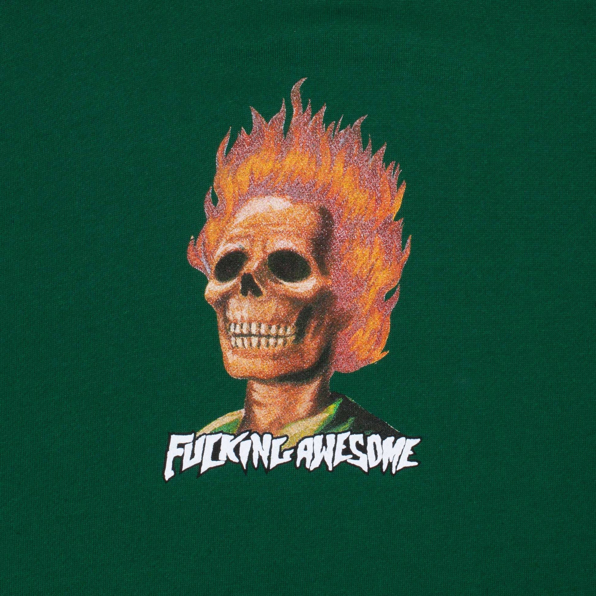 Fucking Awesome Flame Skull Hoodie, dark green - Tiki Room Skateboards - 2