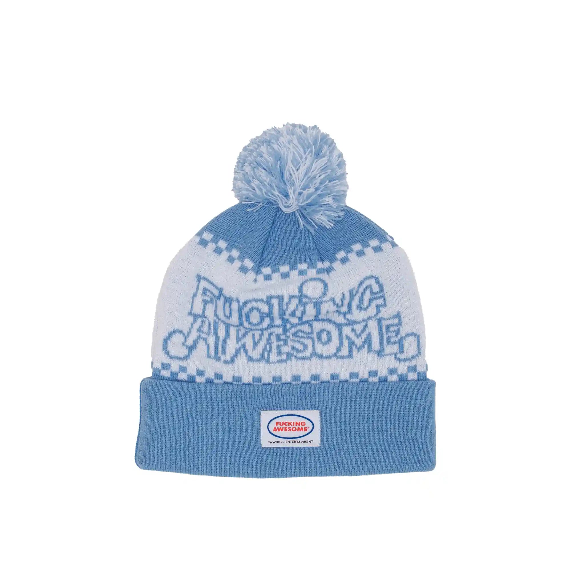 Fucking Awesome PBS Ball Beanie, white/light blue - Tiki Room