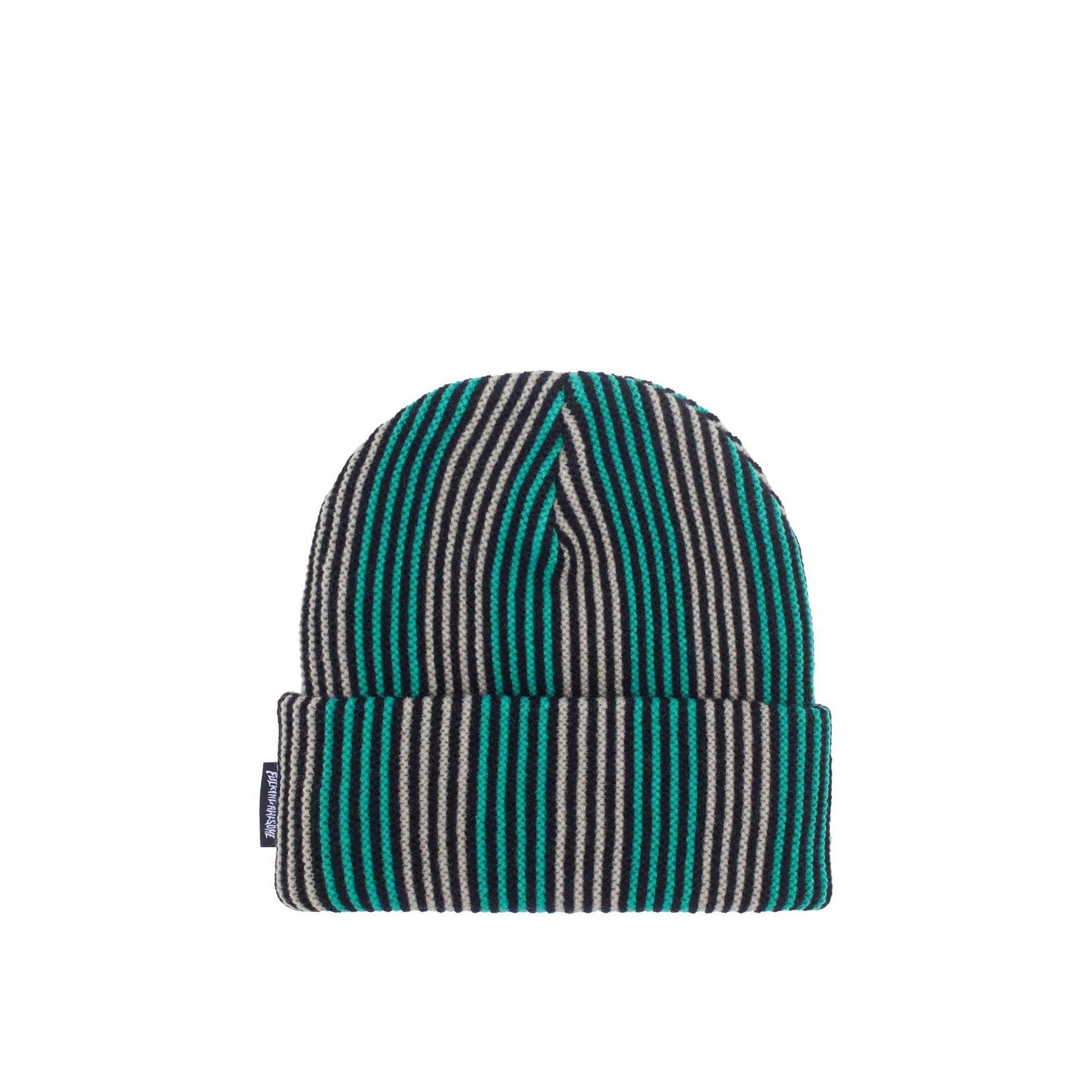 Fucking Awesome Stripe Beanie, green / khaki - Tiki Room Skateboards - 1