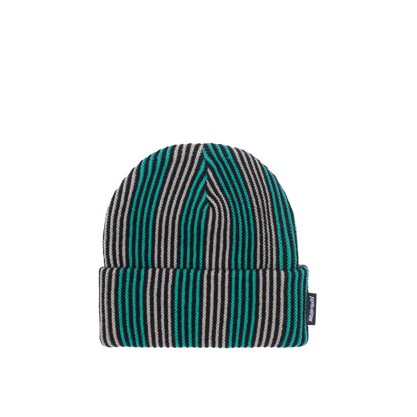 Fucking Awesome Stripe Beanie, green / khaki - Tiki Room Skateboards - 3