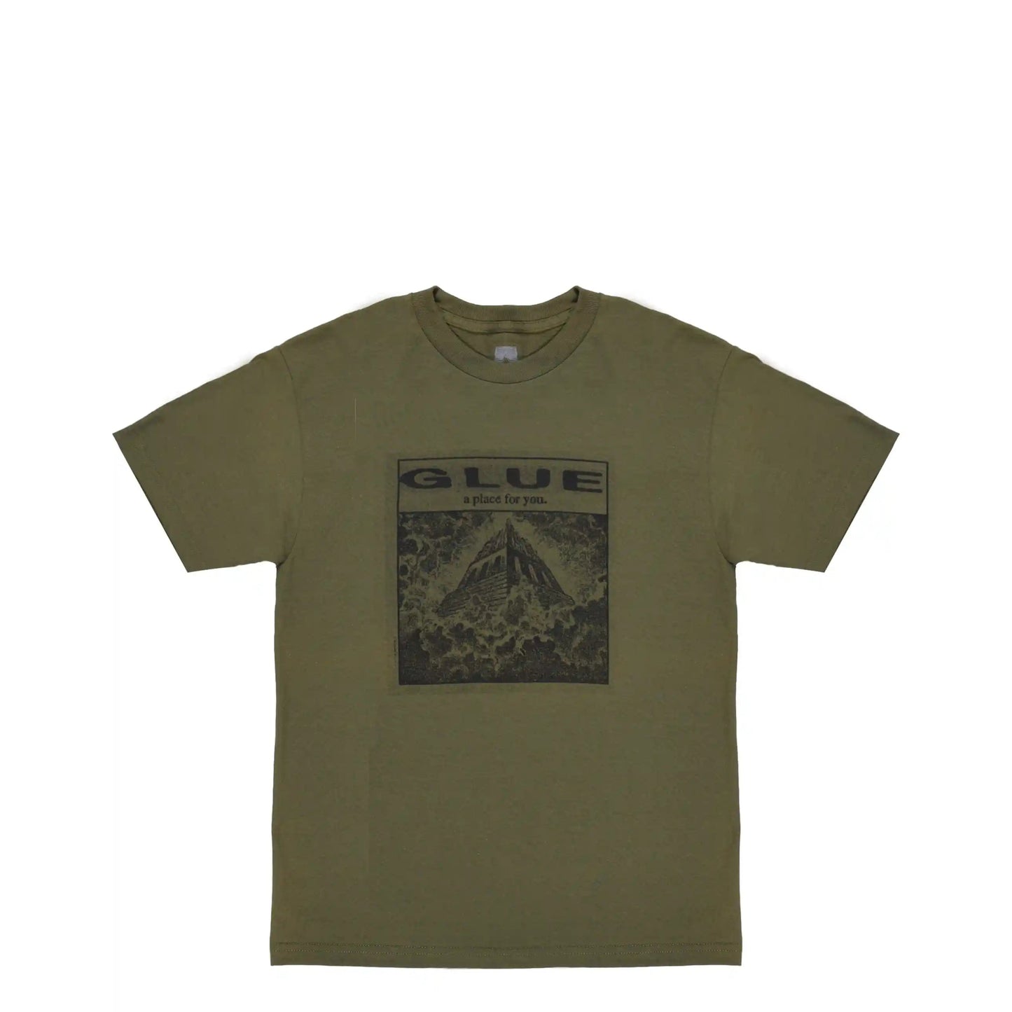 Glue A Place For You Tee, military green - Tiki Room Skateboards - 1