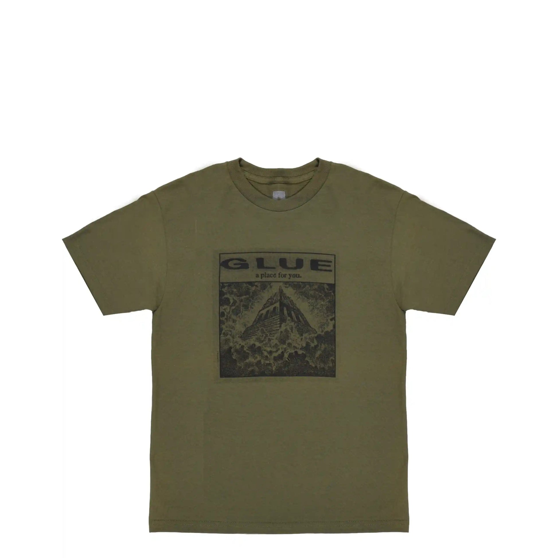 Glue A Place For You Tee, military green - Tiki Room Skateboards - 1