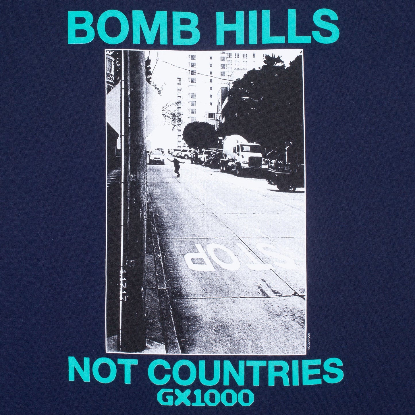 GX1000 Bomb Hills Not Countries Tee, navy - Tiki Room Skateboards - 2