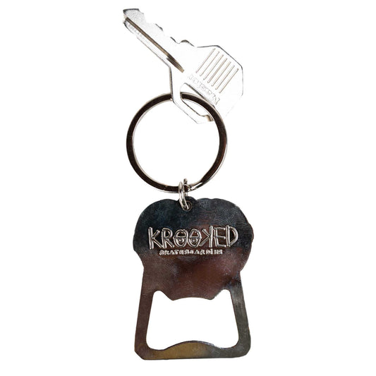 Krooked Eyes Key Chain, polished nickel w/ blue fill - Tiki Room Skateboards - 1