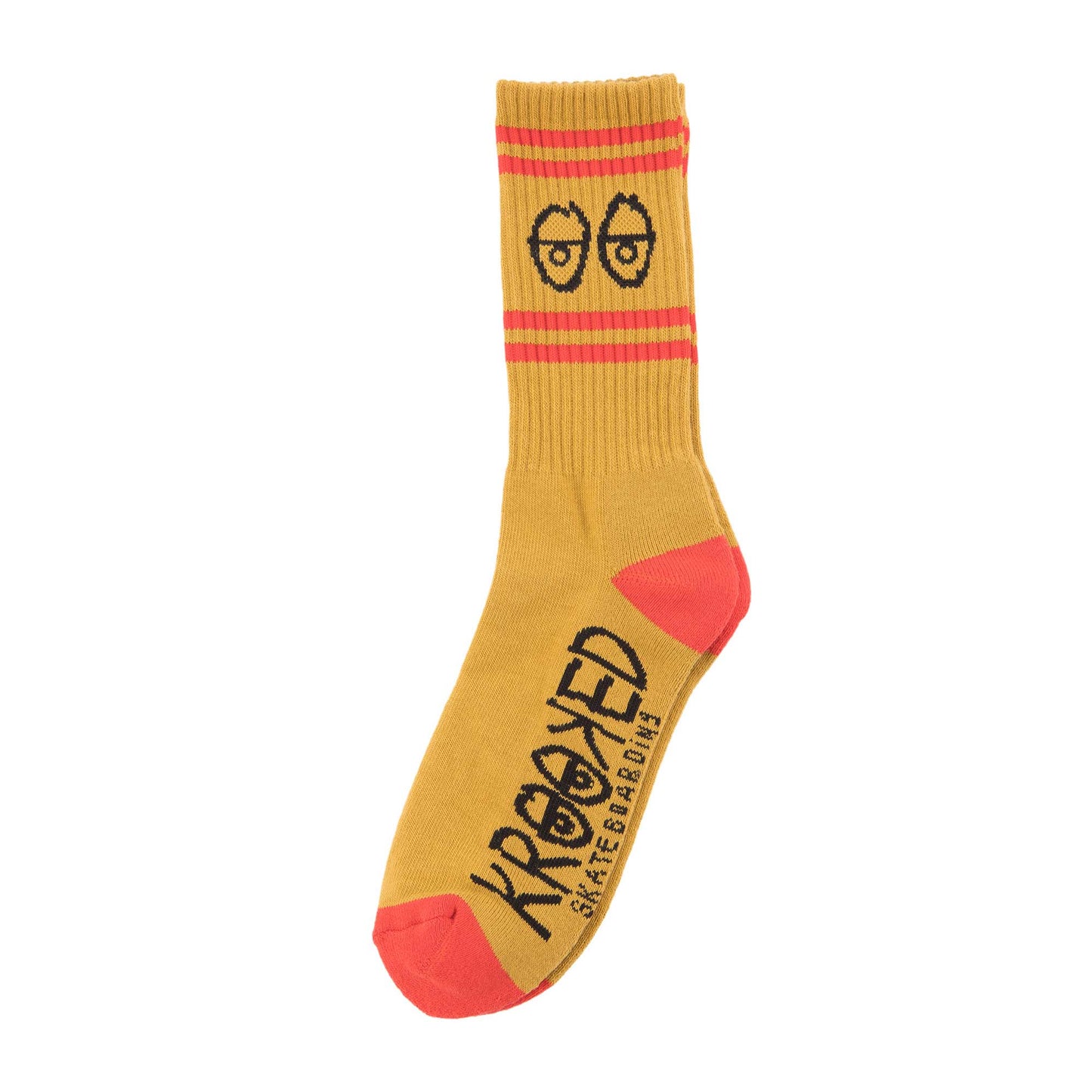Krooked Eyes Sock, gold/red/black - Tiki Room Skateboards - 1