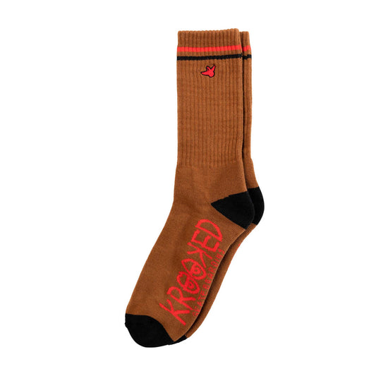 Krooked OG Bird Sock, brown/red/black - Tiki Room Skateboards - 1