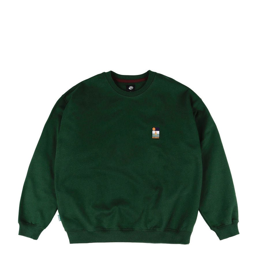 Magenta Sunset Crewneck Sweatshirt, green - Tiki Room Skateboards - 1