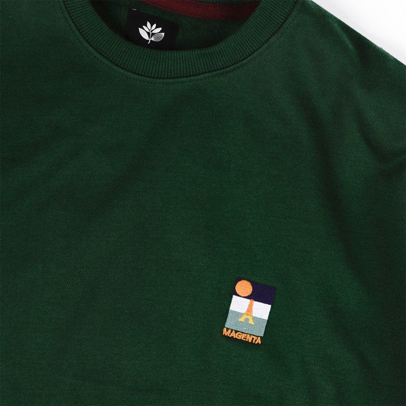 Magenta Sunset Crewneck Sweatshirt, green - Tiki Room Skateboards - 3