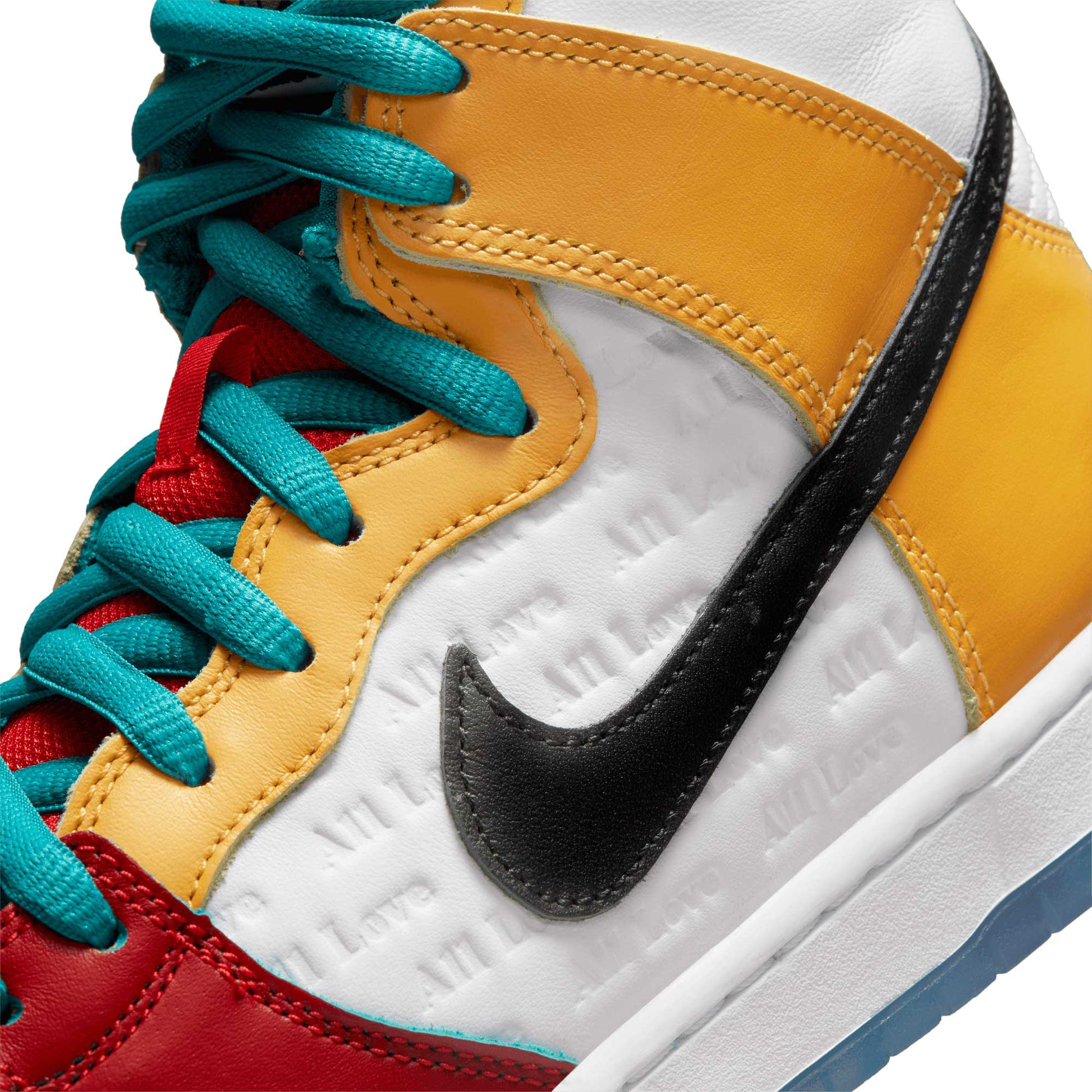Nike SB Dunk High Pro froSkate, white/metallic gold - university red - Tiki Room Skateboards - 14