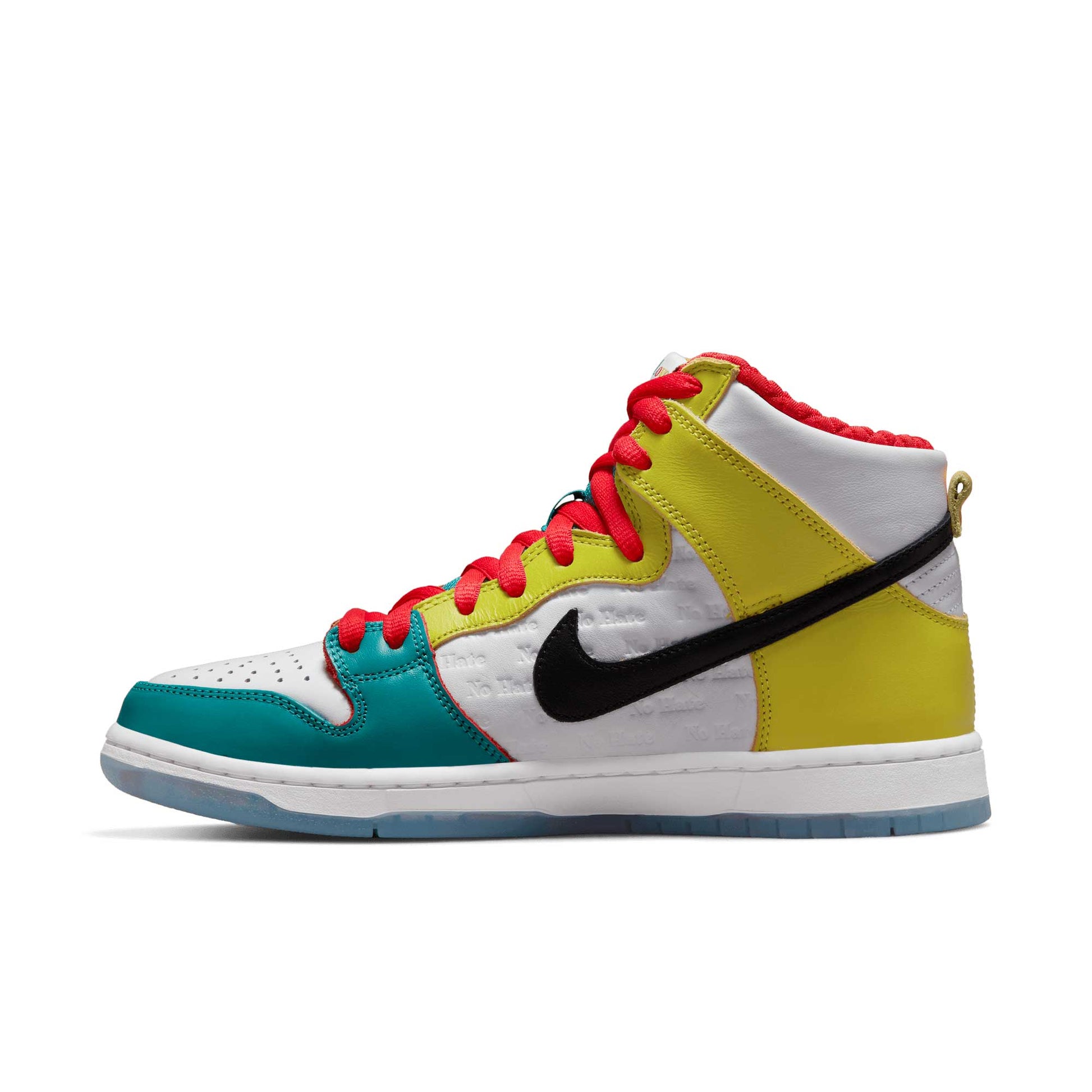 Nike SB Dunk High Pro froSkate, white/metallic gold - university red - Tiki Room Skateboards - 9