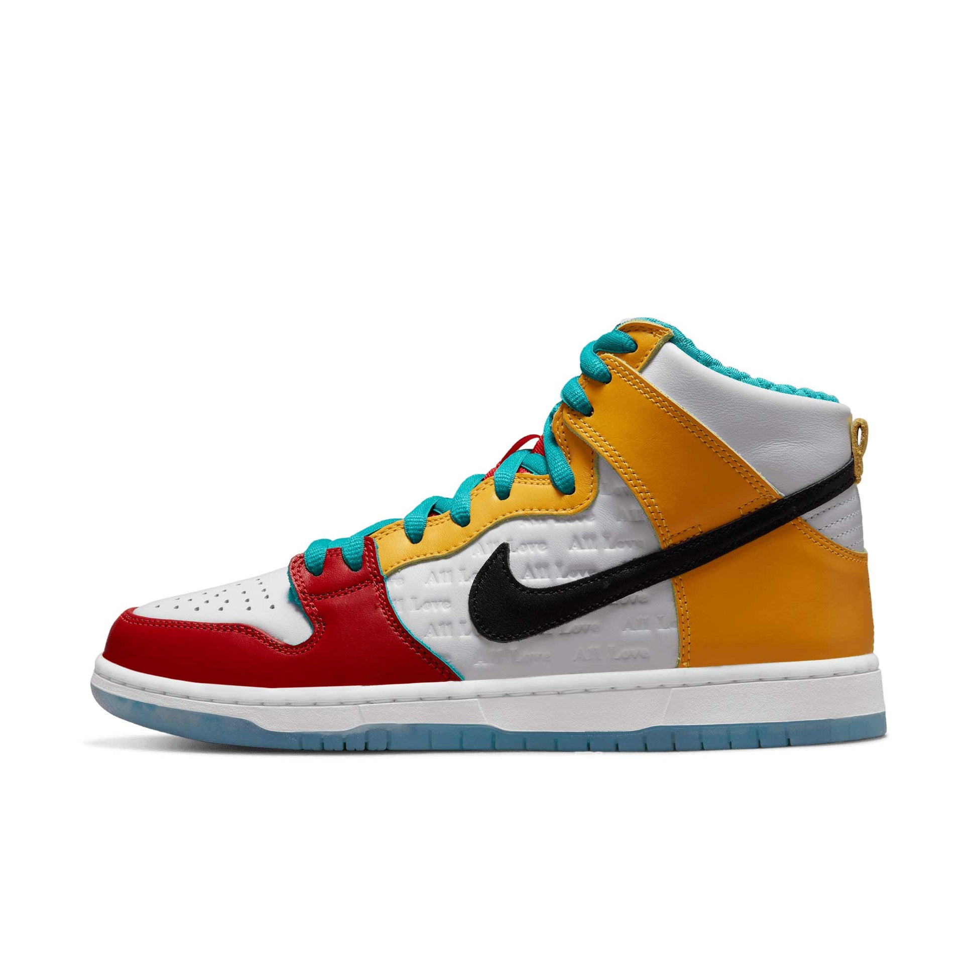 Nike SB Dunk High Pro froSkate, white/metallic gold - university red - Tiki Room Skateboards - 8