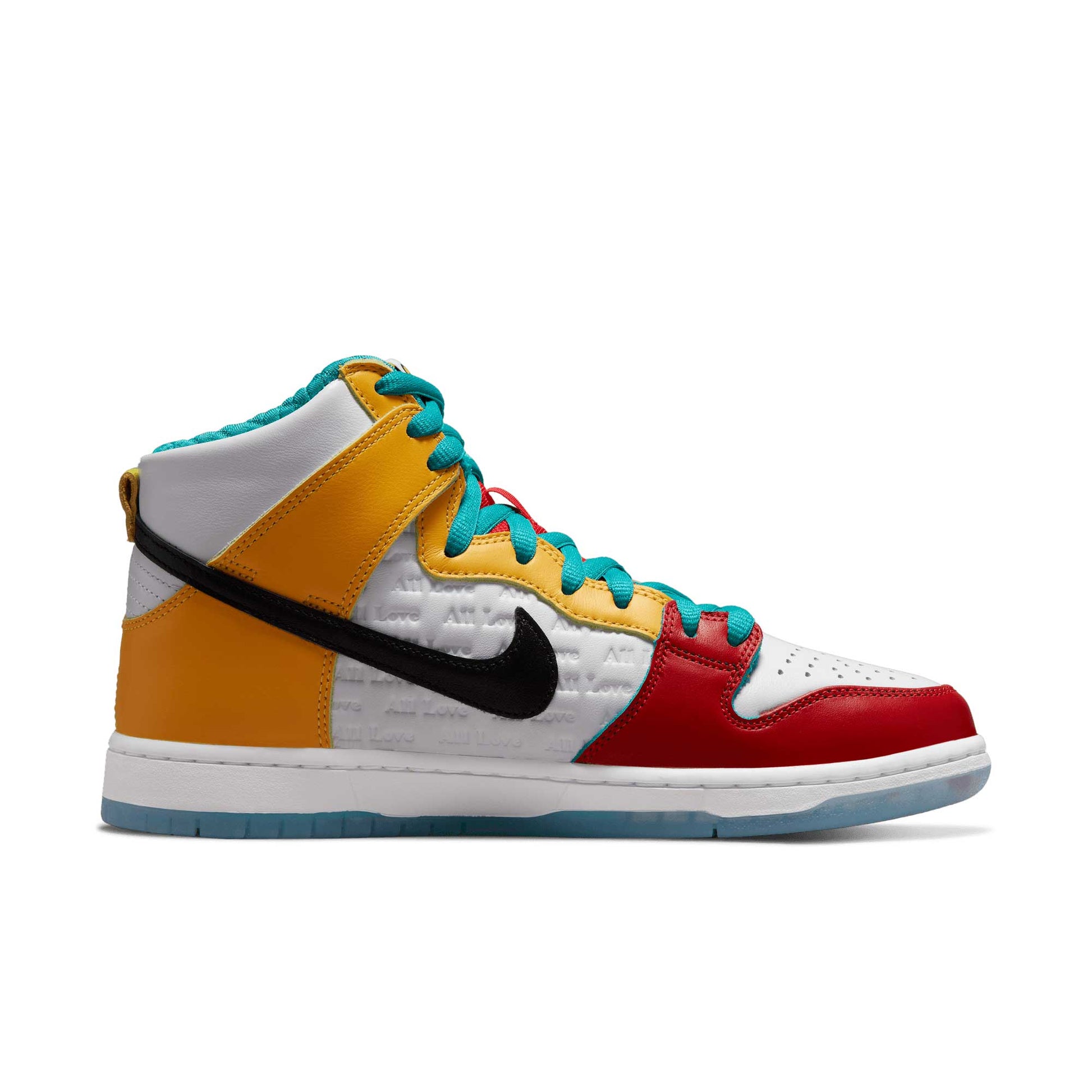 Nike SB Dunk High Pro froSkate, white/metallic gold - university red - Tiki Room Skateboards - 1