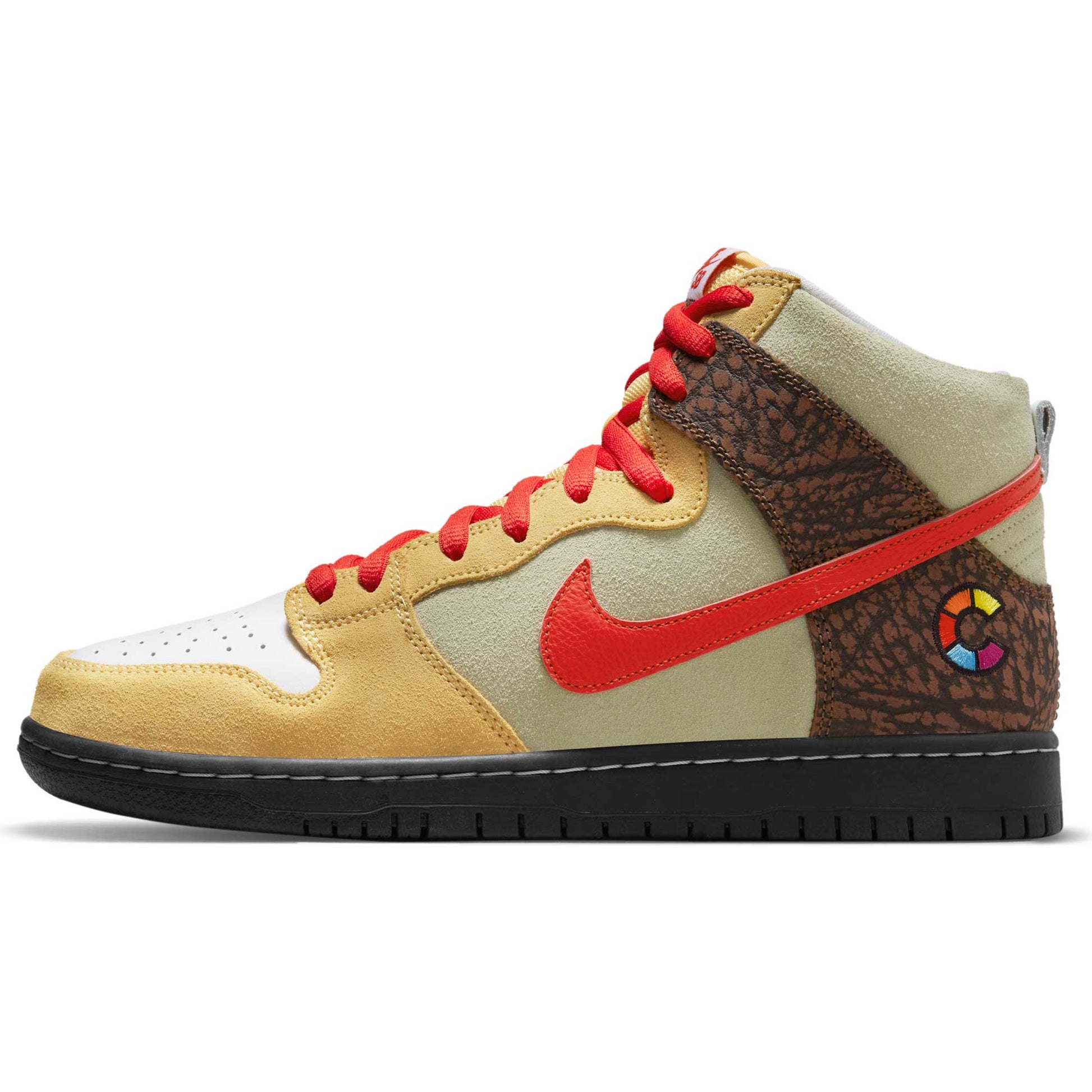 Nike SB Dunk High Pro Kebab, topaz gold/chile red - fauna brown - white - Tiki Room Skateboards - 7