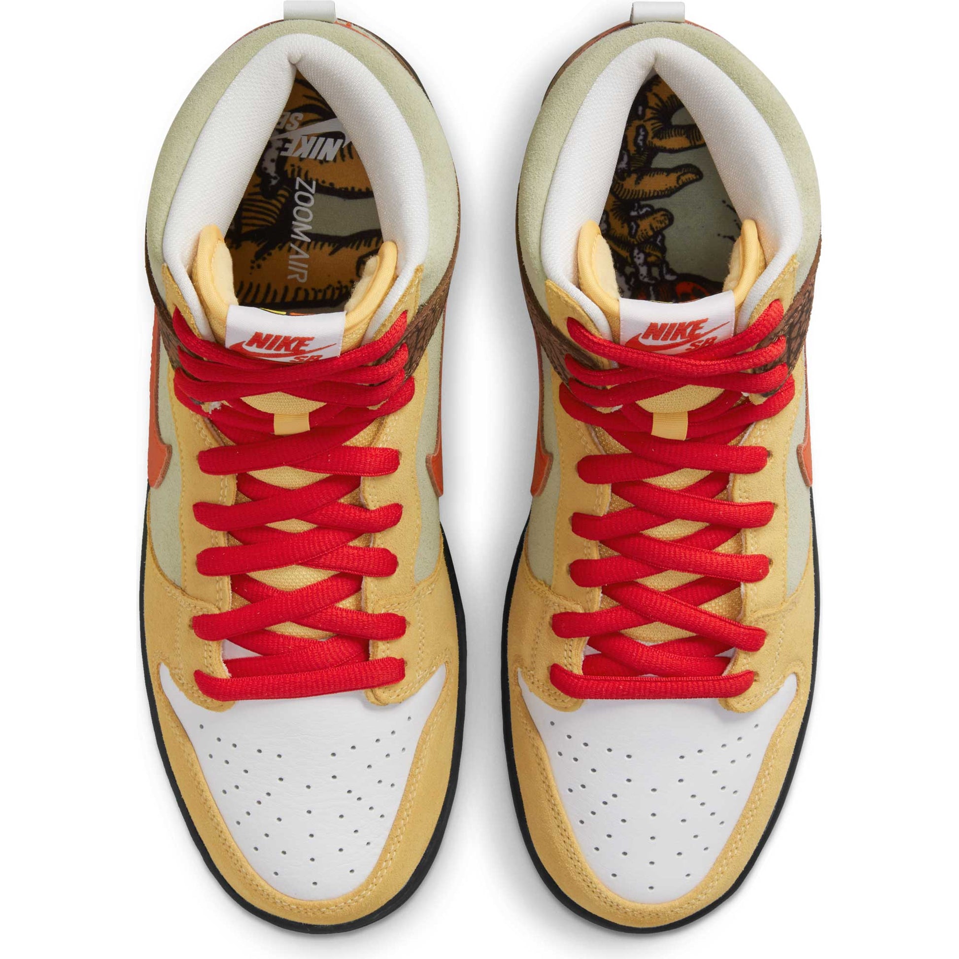 Nike SB Dunk High Pro Kebab, topaz gold/chile red - fauna brown - white - Tiki Room Skateboards - 4