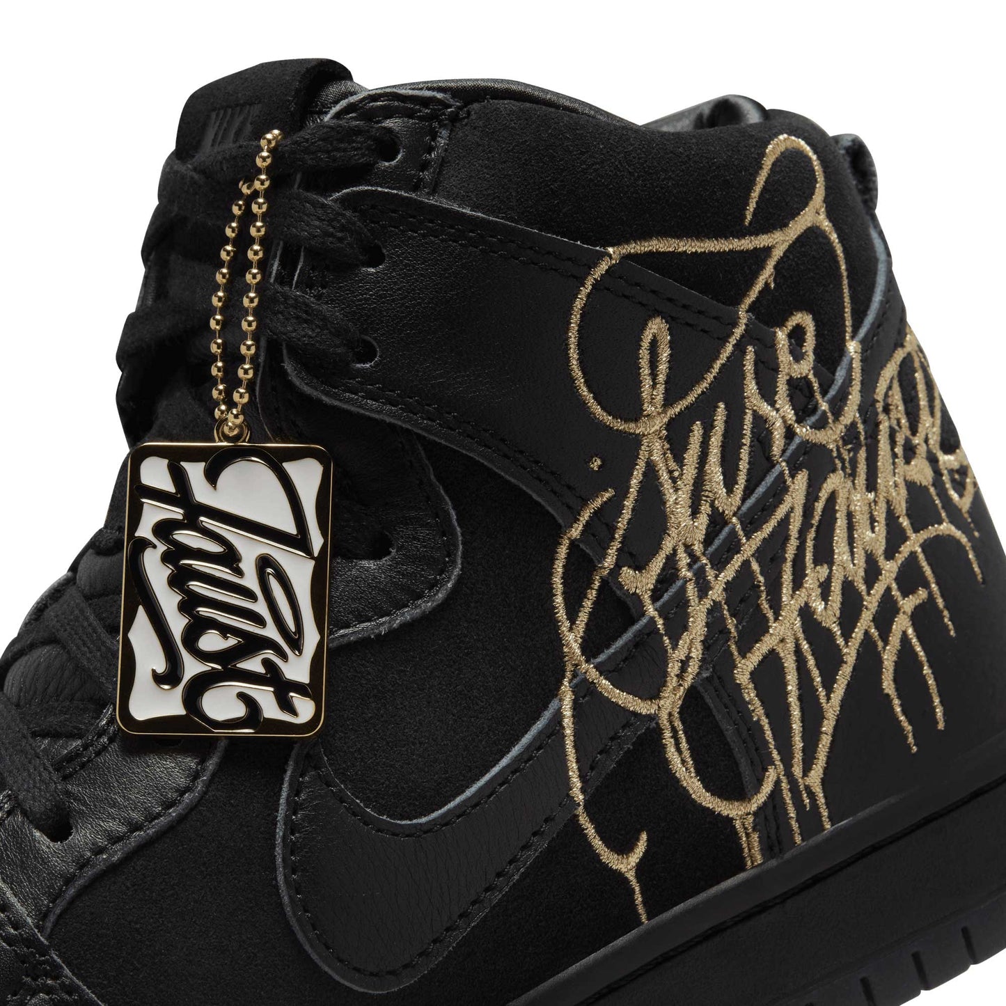 Nike SB Dunk High Pro QS Faust, black/black - metallic gold - Tiki Room Skateboards - 12