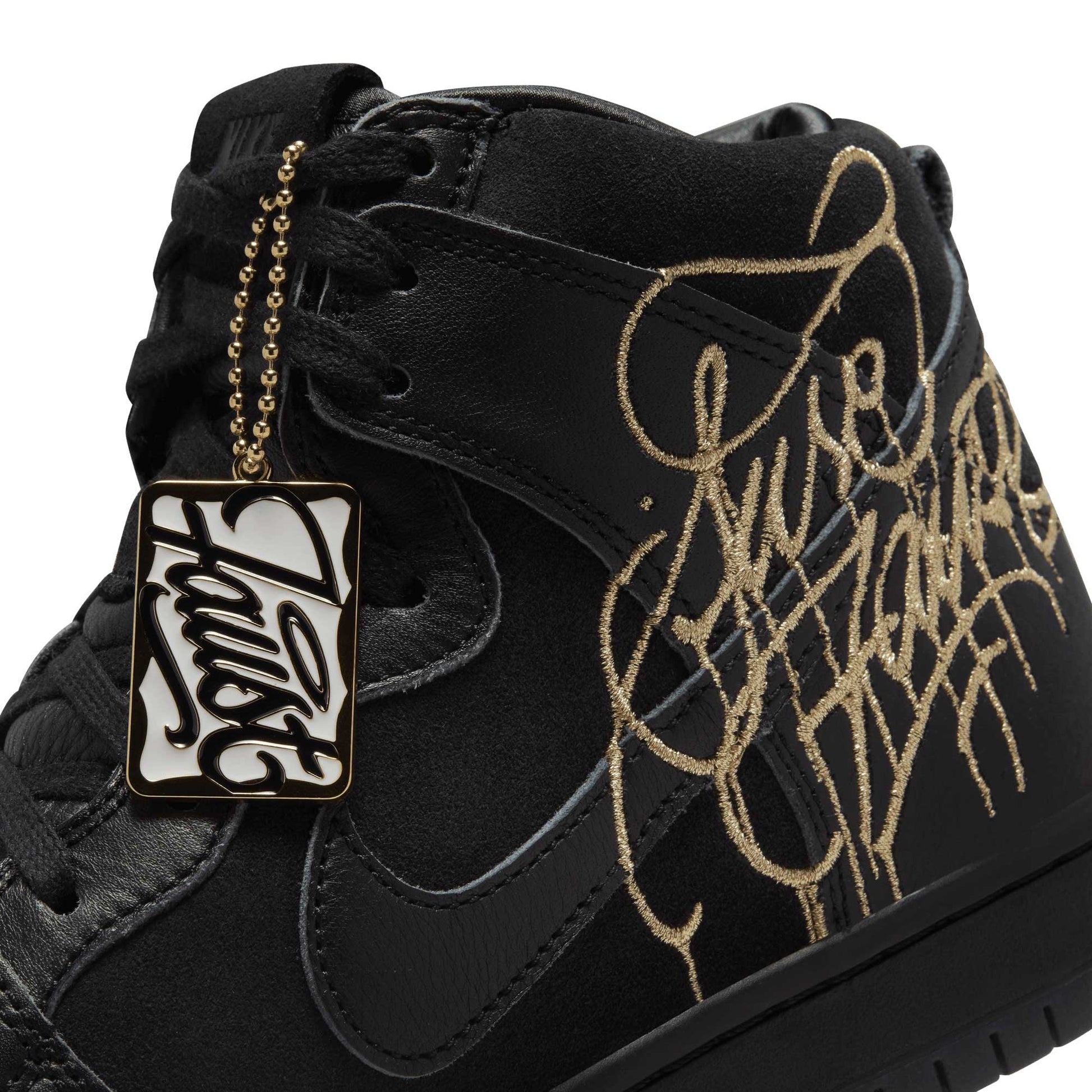 Nike SB Dunk High Pro QS Faust, black/black - metallic gold - Tiki Room Skateboards - 12