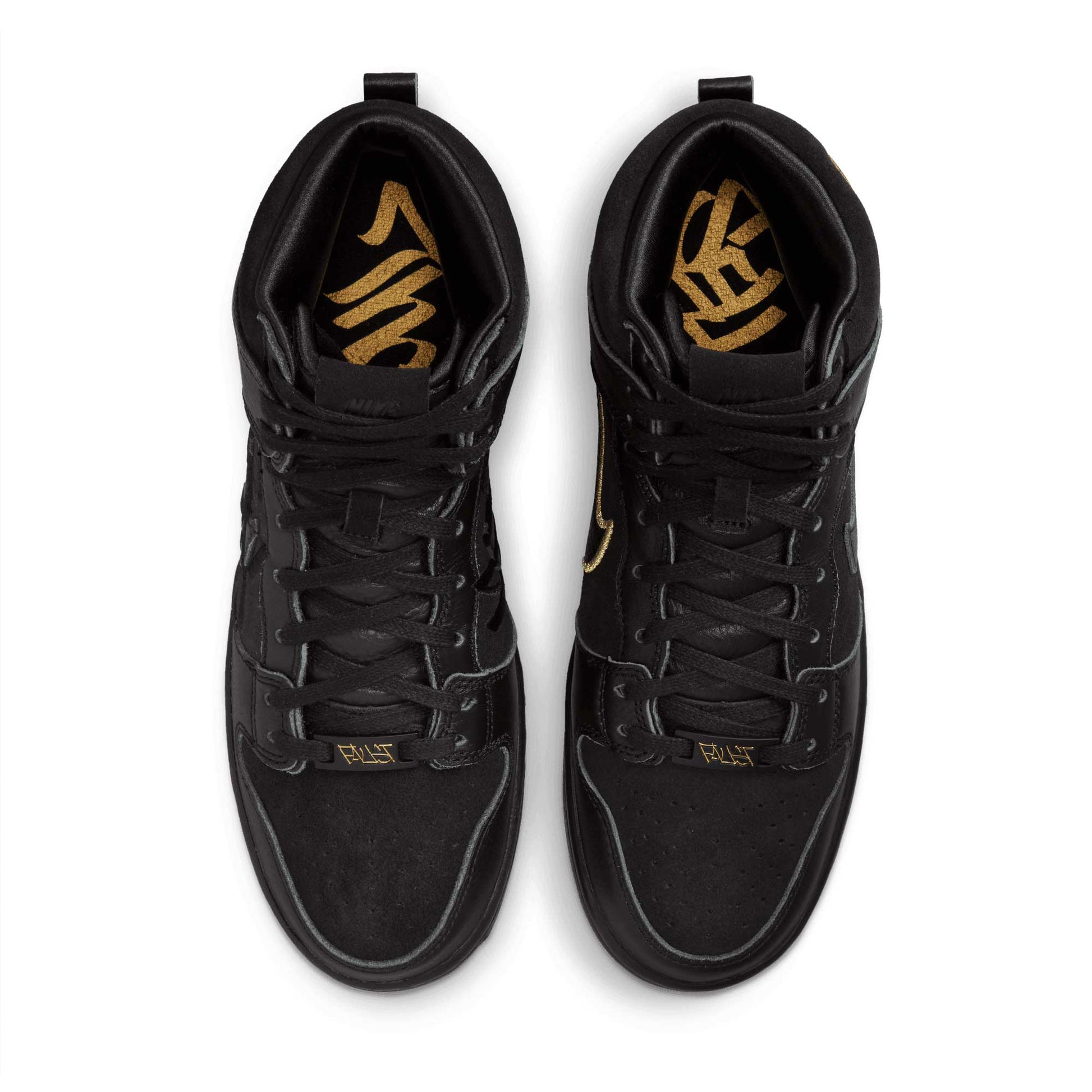 Nike SB Dunk High Pro QS Faust, black/black - metallic gold - Tiki Room Skateboards - 5