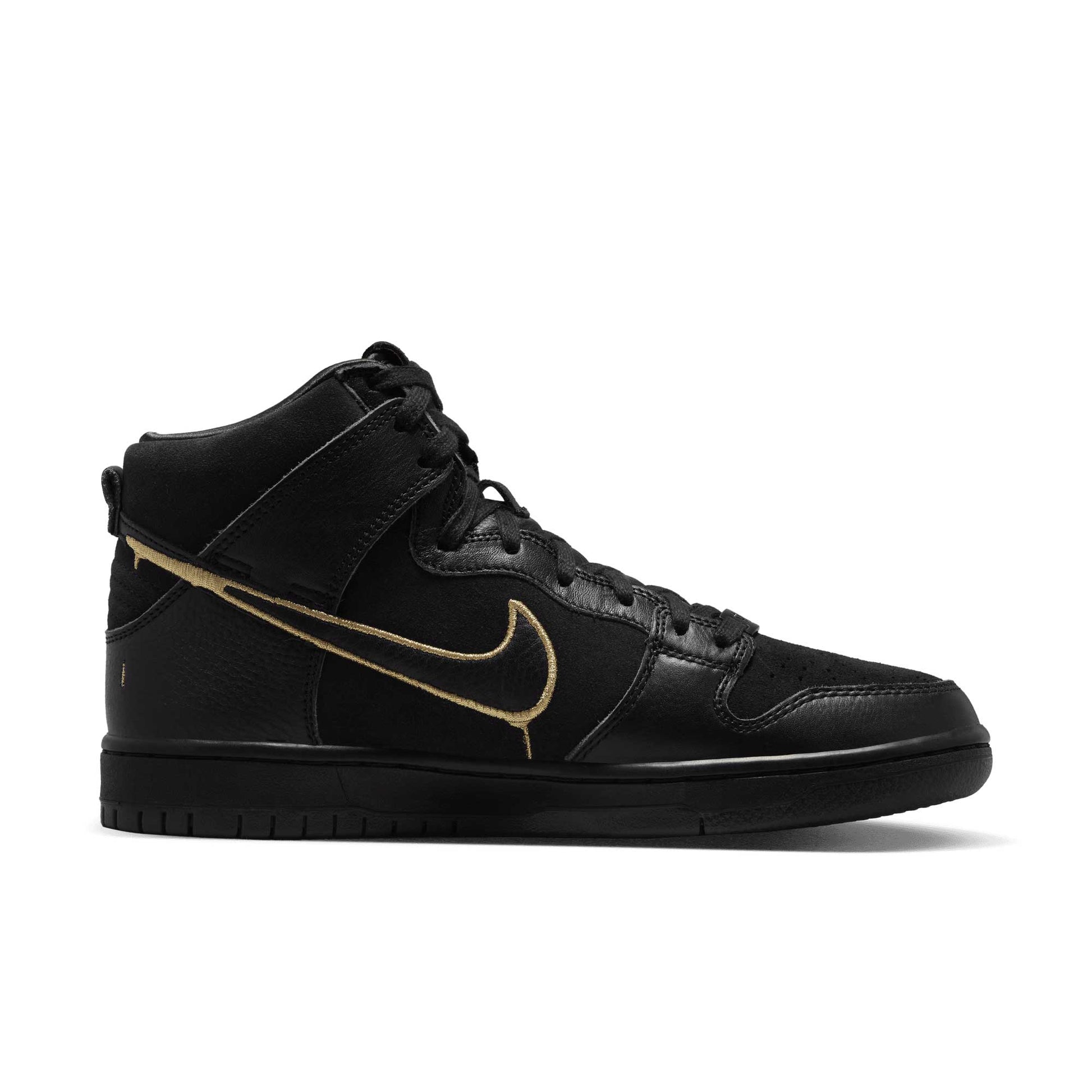 Nike SB Dunk High Pro QS Faust, black/black - metallic gold - Tiki Room Skateboards - 8