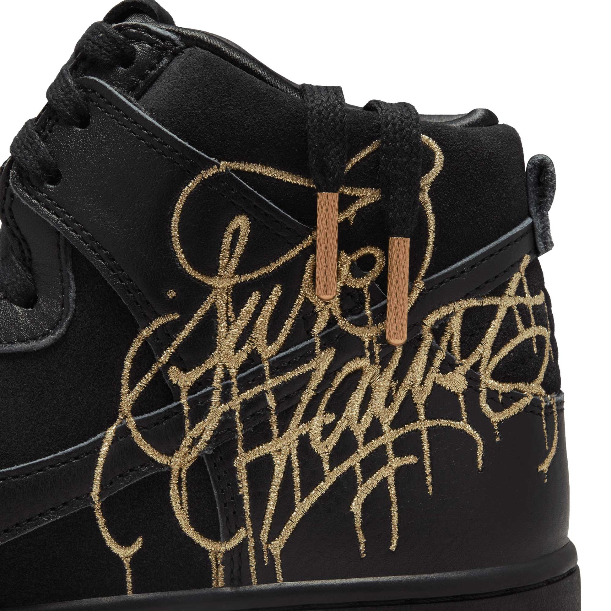 Nike SB Dunk High Pro QS Faust, black/black - metallic gold - Tiki Room Skateboards - 13