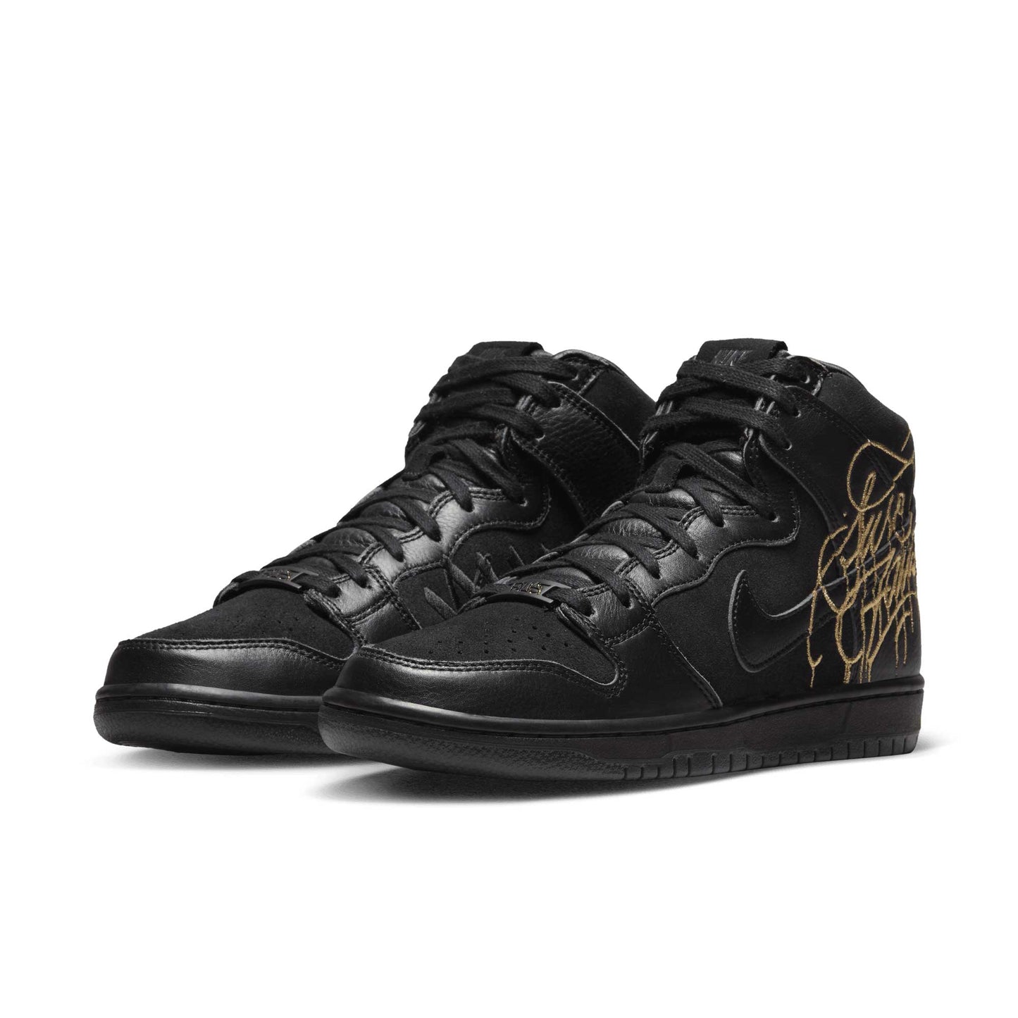 Nike SB Dunk High Pro QS Faust, black/black - metallic gold - Tiki Room Skateboards - 4