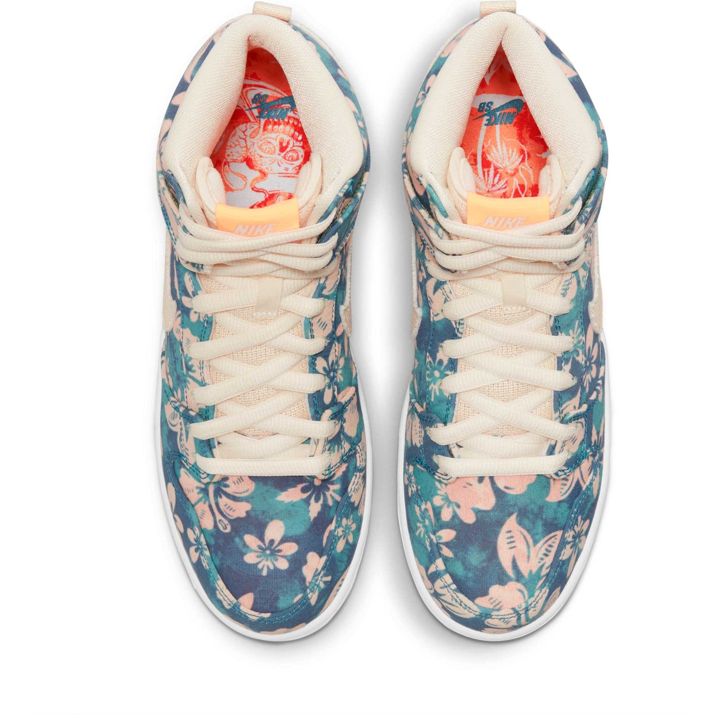 Nike SB Dunk High Pro QS Hawaii, aquamarine/light cream - total orange - Tiki Room Skateboards - 8