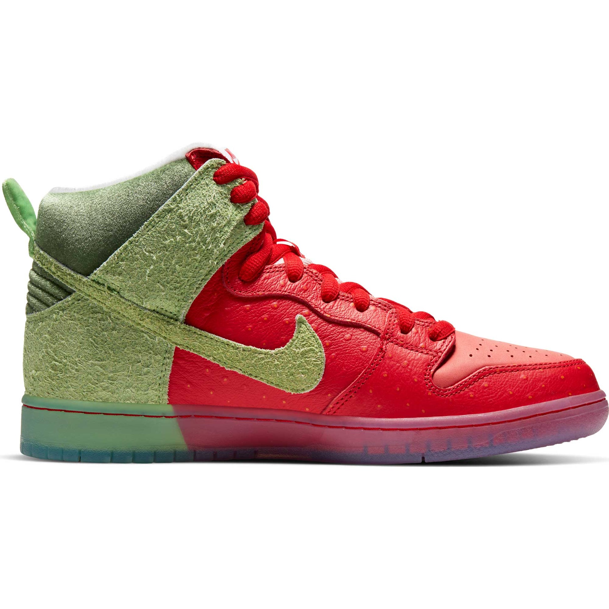Nike SB Dunk High Pro, university red/spinach green - magic ember - Tiki Room Skateboards - 9