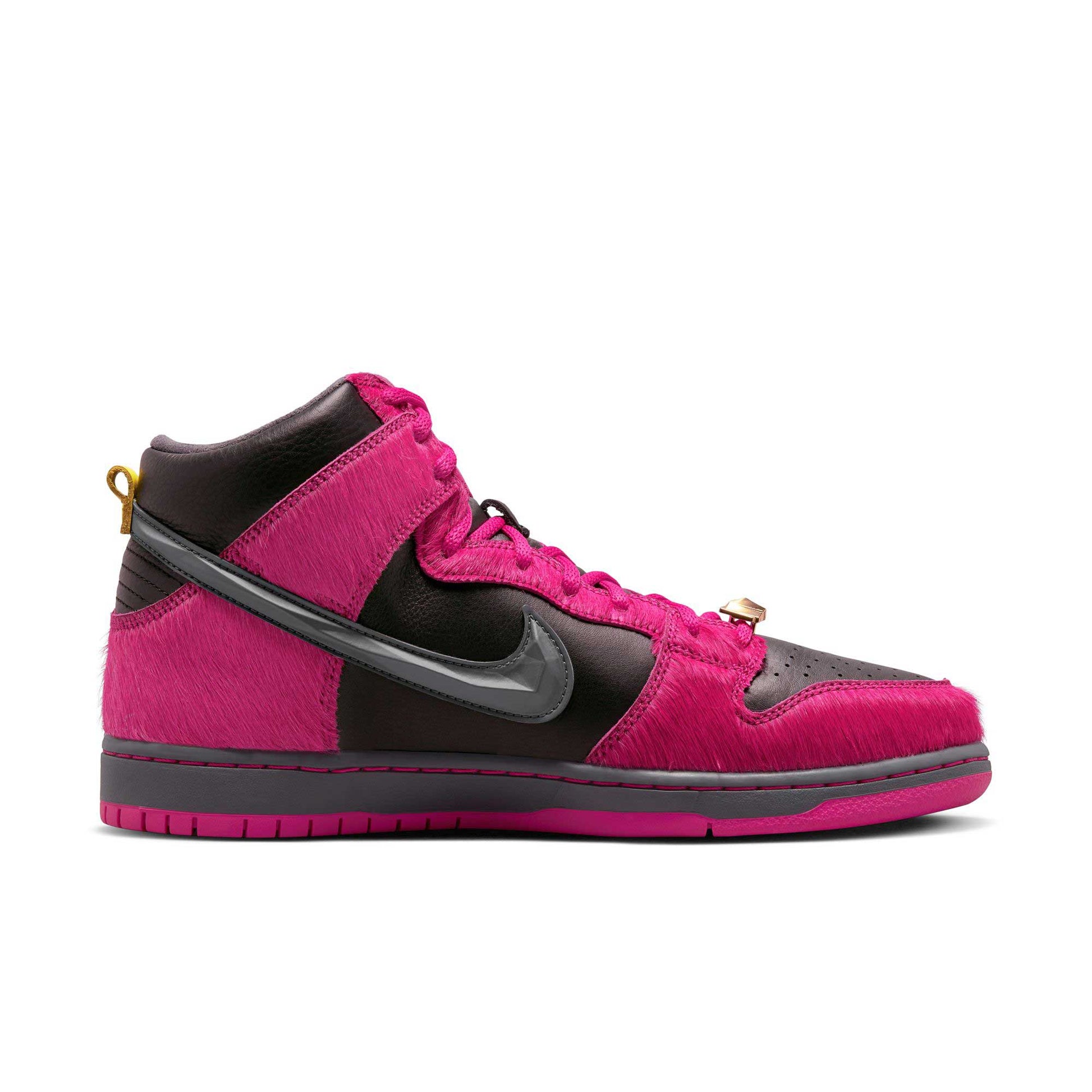 Nike SB Dunk High X Run The Jewels, active pink/black - metallic gold - Tiki Room Skateboards - 11